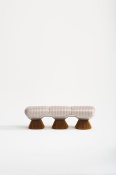 Stainless Steel, Horse Hair, Kutnu Fabric Lounge Bench by Studio Lugo