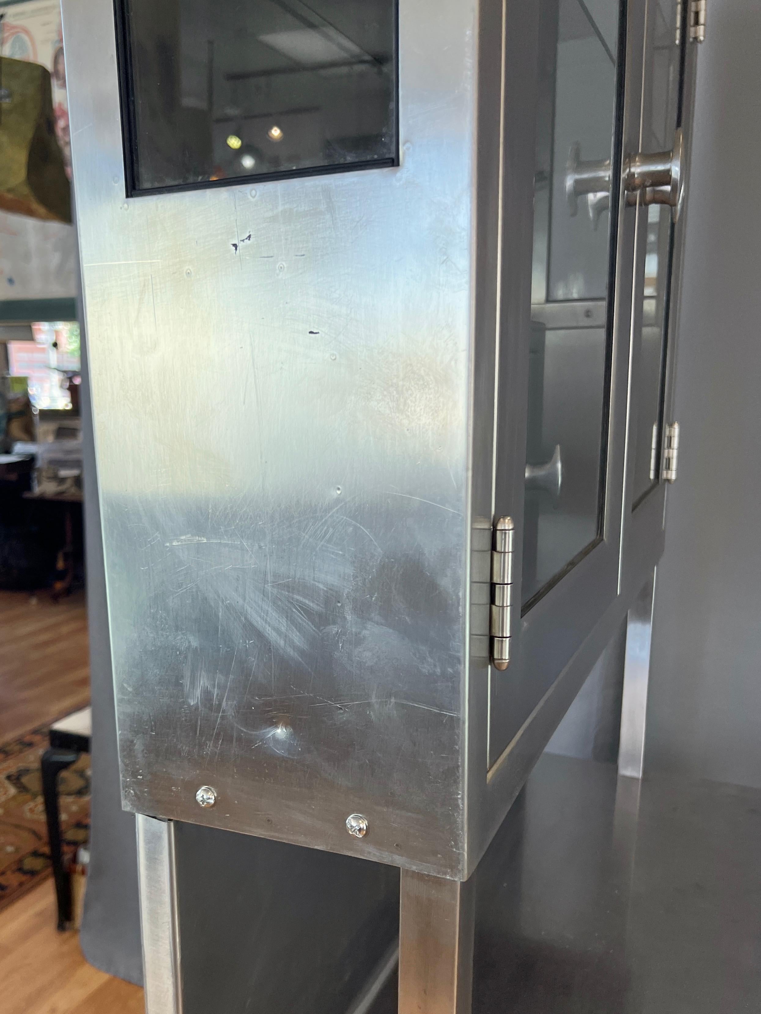 Stainless Steel Hutch with Glass Door Display Cabinet and Drawers, 1950s 13
