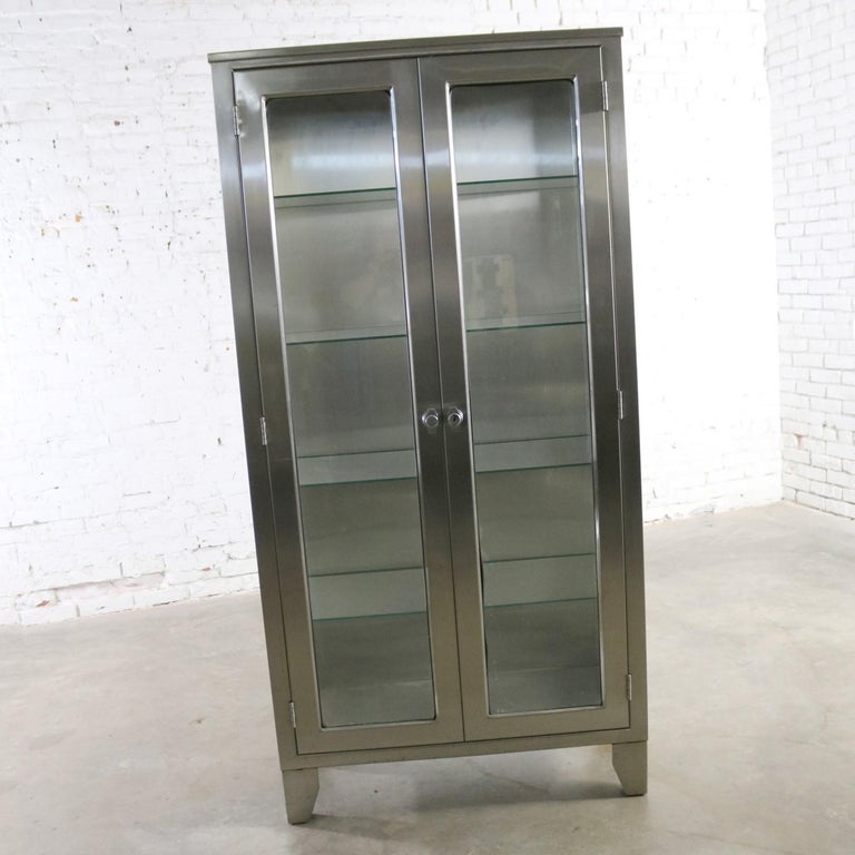 American Stainless Steel Industrial Display Apothecary Medical Cabinet with Glass Doors 6