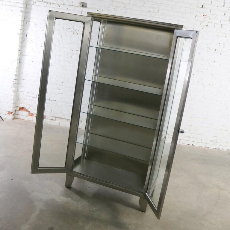 Stainless Steel Industrial Display Apothecary Medical Cabinet with Glass Doors 6 2