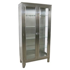 Vintage Stainless Steel Industrial Display Apothecary Medical Cabinet with Glass Doors 6