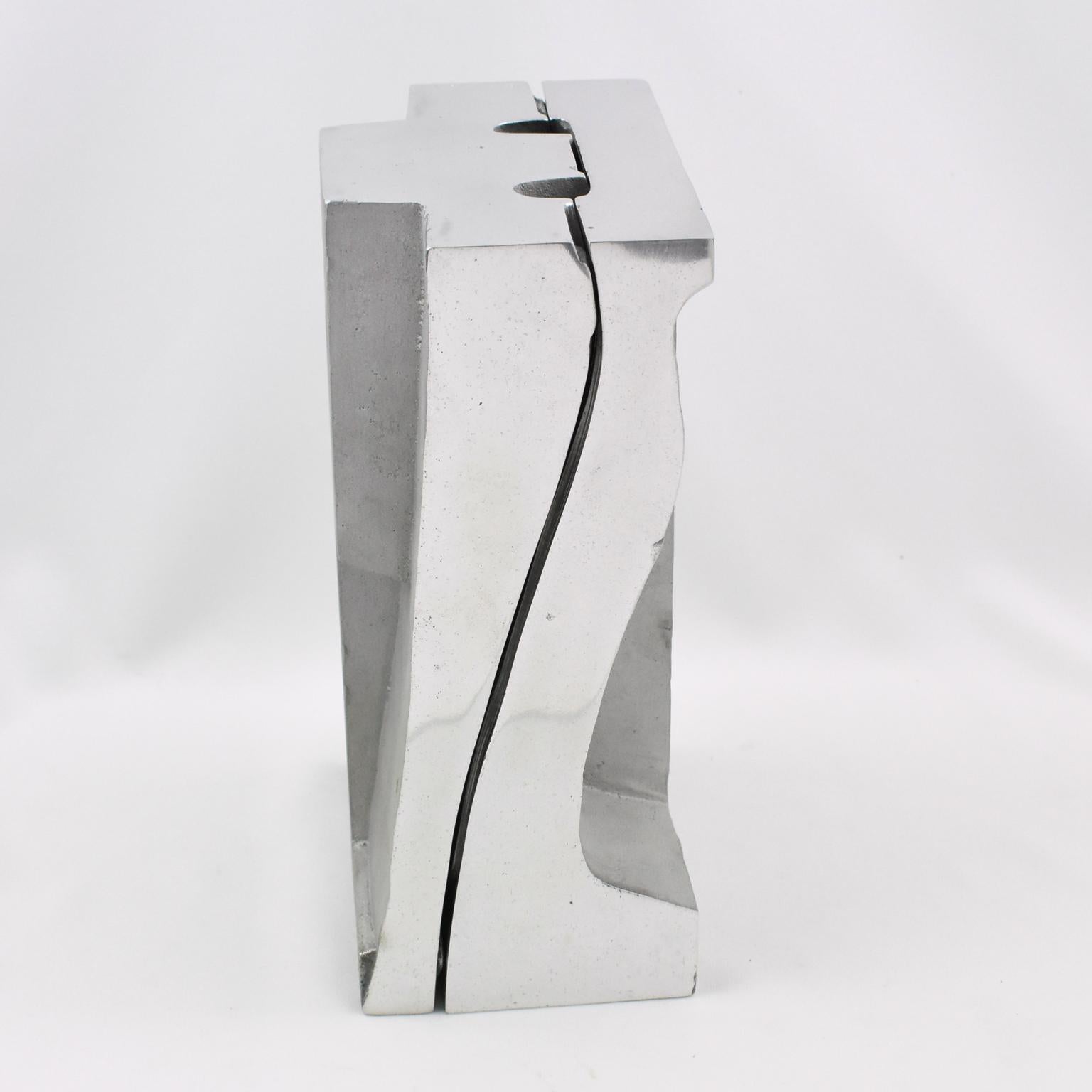 20th Century Stainless Steel Industrial Hand Glove Mold Sculpture Bookends, a pair For Sale