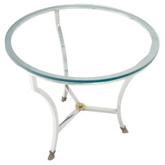 Acero inoxidable italiano 24 "Ronda de vidrio superior de latón Pies de pezuña Final de la lámpara de mesa lateral