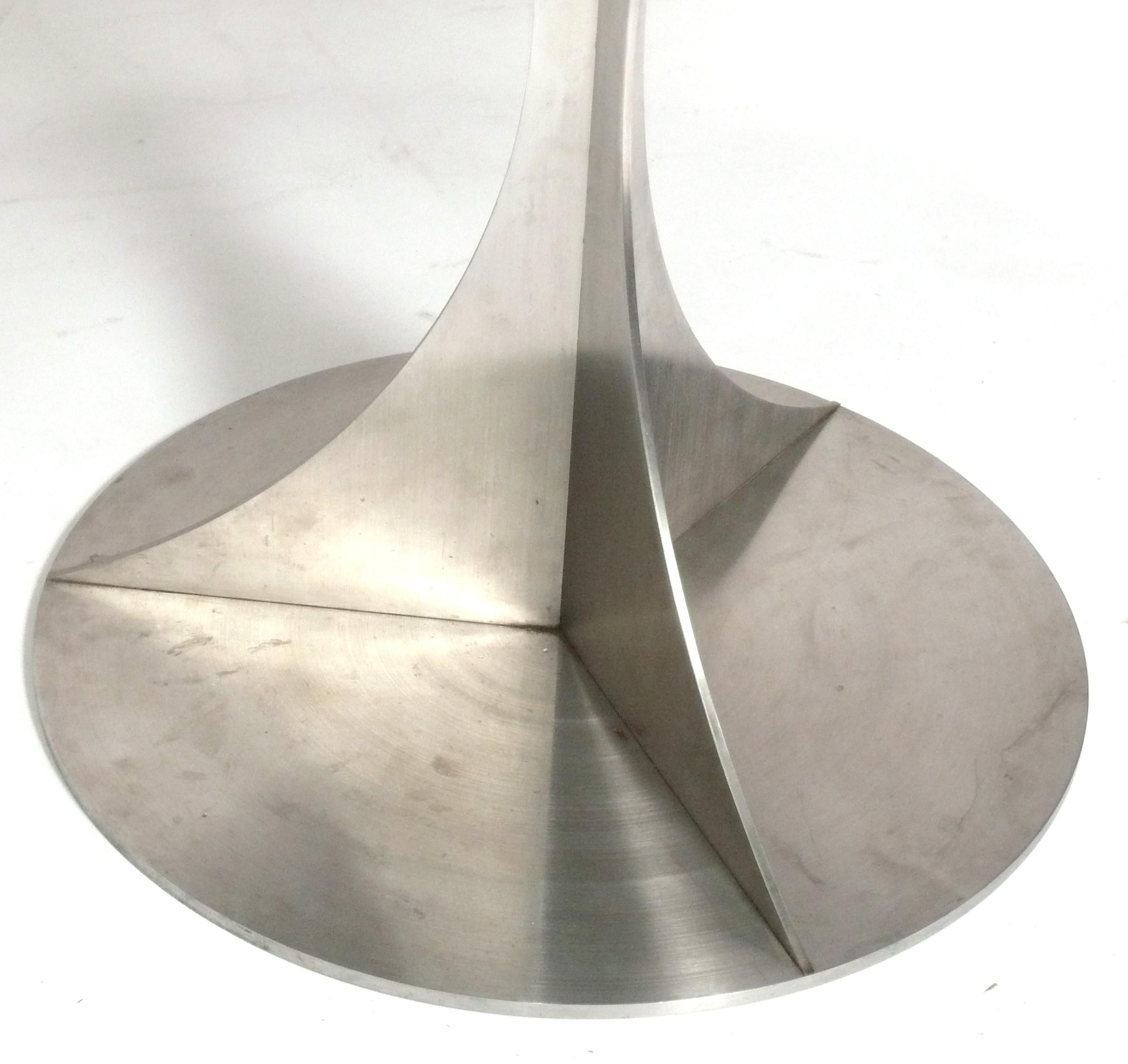 Français Table de salle à manger en acier inoxydable et bois laqué Maria Pergay Style Mid Century 42