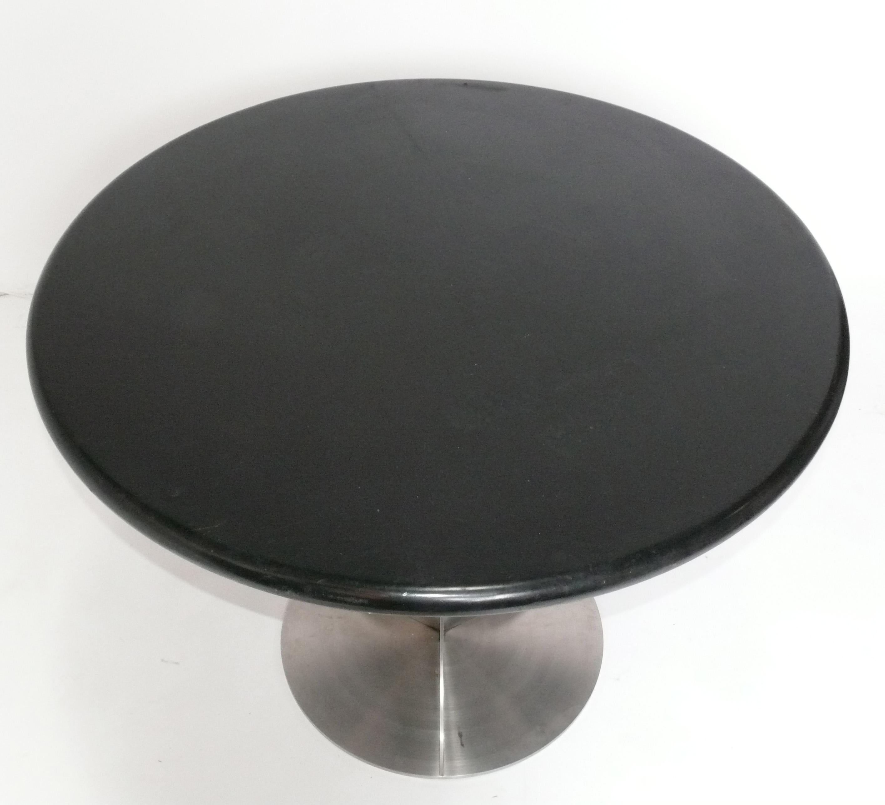 Table de salle à manger en acier inoxydable et bois laqué Maria Pergay Style Mid Century 42