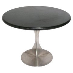 Stainless Steel & Lacquered Wood Dining Table Maria Pergay Style Mid Century 42"