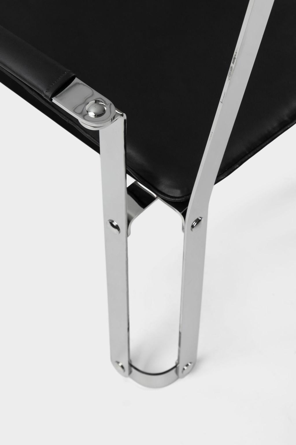 Stainless Steel & Leather Structural Lounge Chair In New Condition For Sale In Morelia, MI