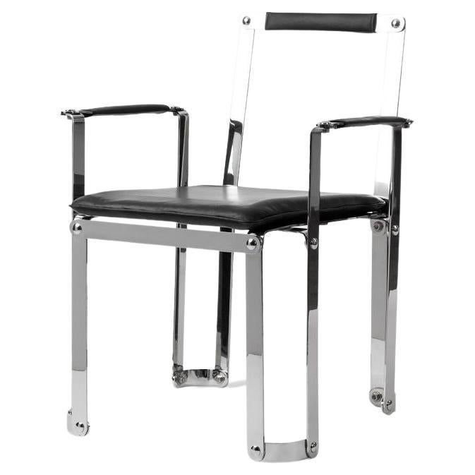 Stainless steel and leather chairs sale
