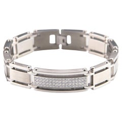 Bracciale A Link in acciaio inossidabile con splendida placca di diamanti da 1,0 carati, misura 8,5