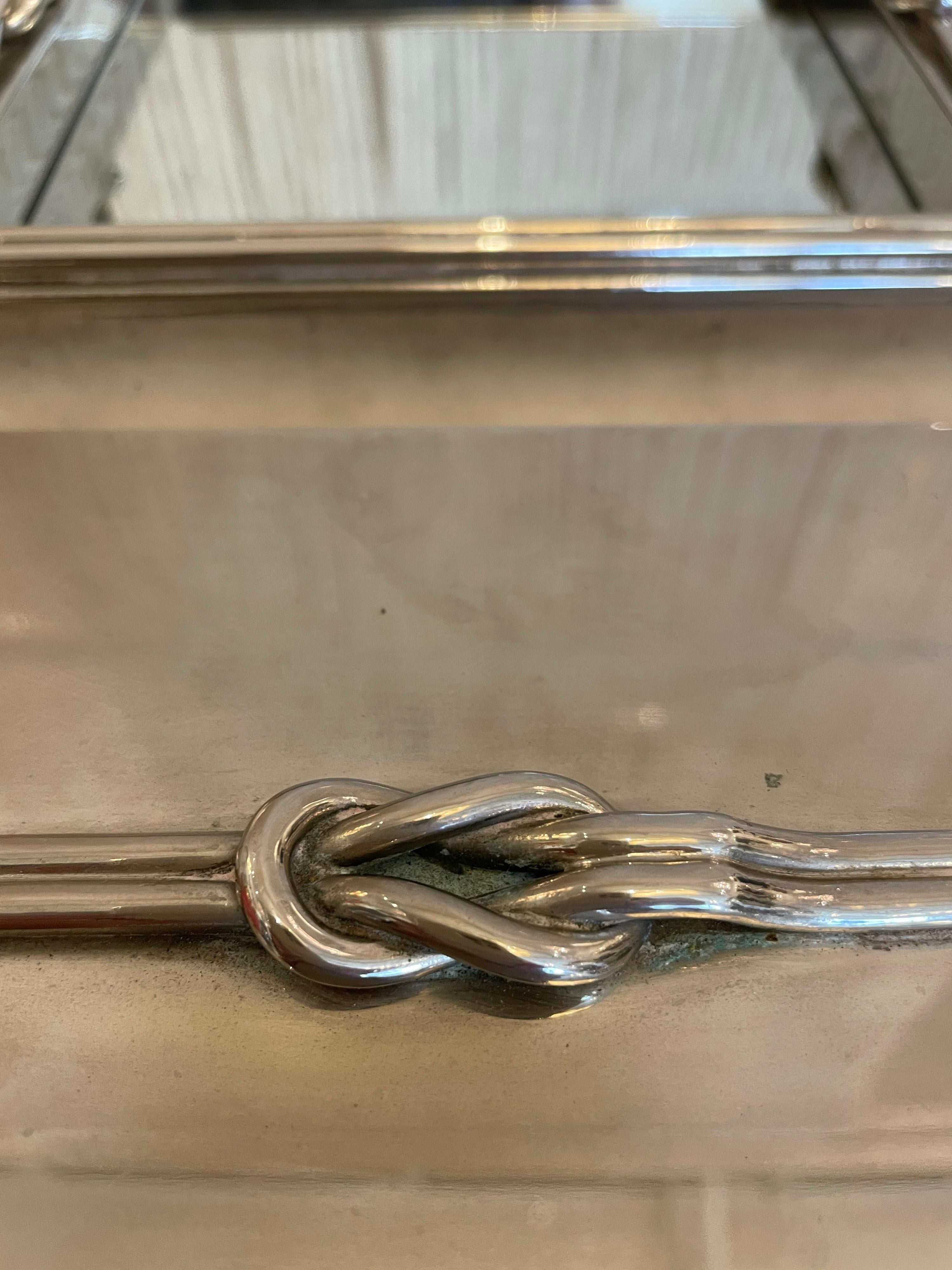 Post-Modern A French Stainless Steel Looped Rope Design Jewelry Box and Tray