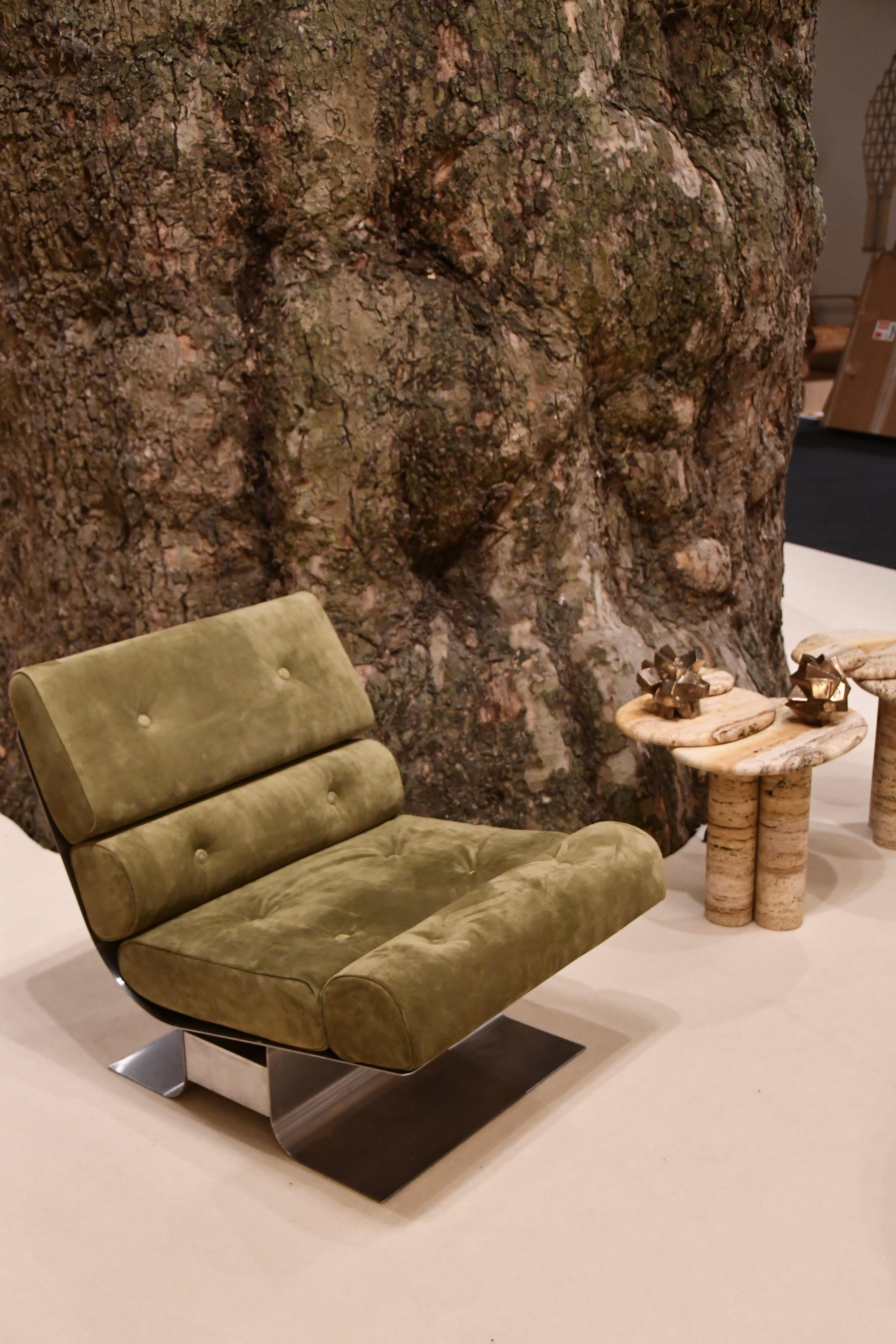 Loungesessel aus Edelstahl von François Monnet für Kappa, Frankreich 1972 (Moderne der Mitte des Jahrhunderts) im Angebot