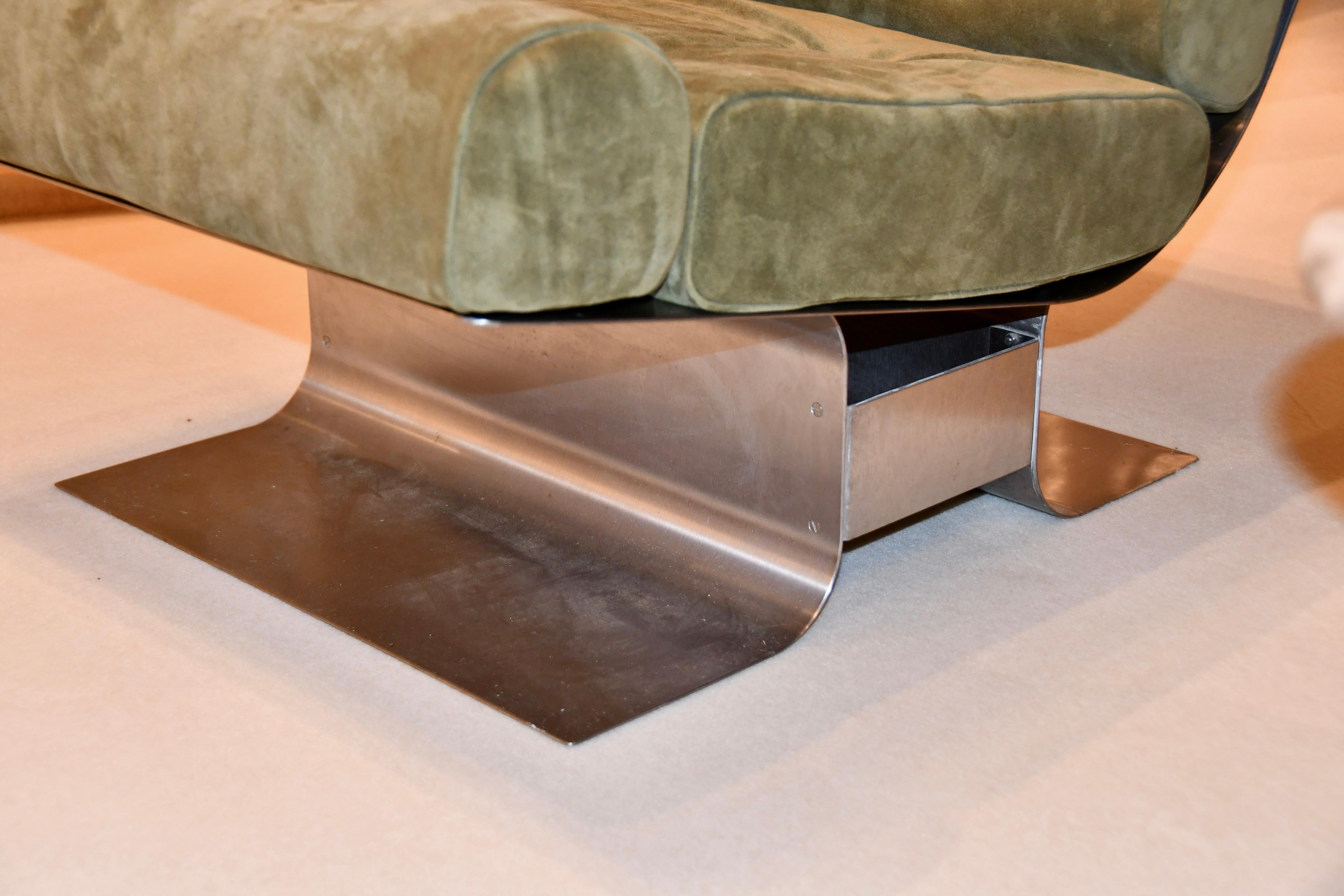 Loungesessel aus Edelstahl von François Monnet für Kappa, Frankreich 1972 im Zustand „Gut“ im Angebot in Saint-Ouen, FR