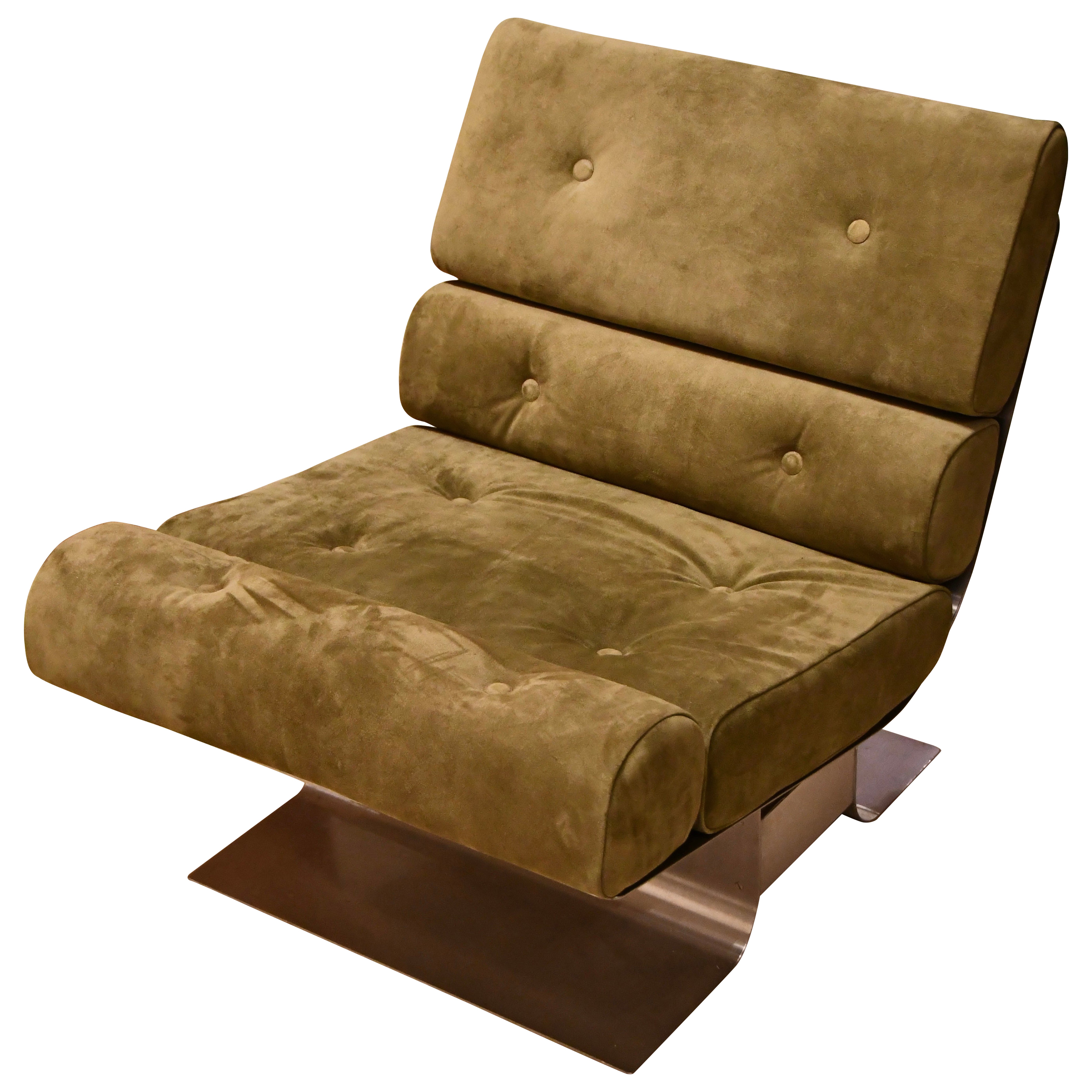 Loungesessel aus Edelstahl von François Monnet für Kappa, Frankreich 1972 im Angebot