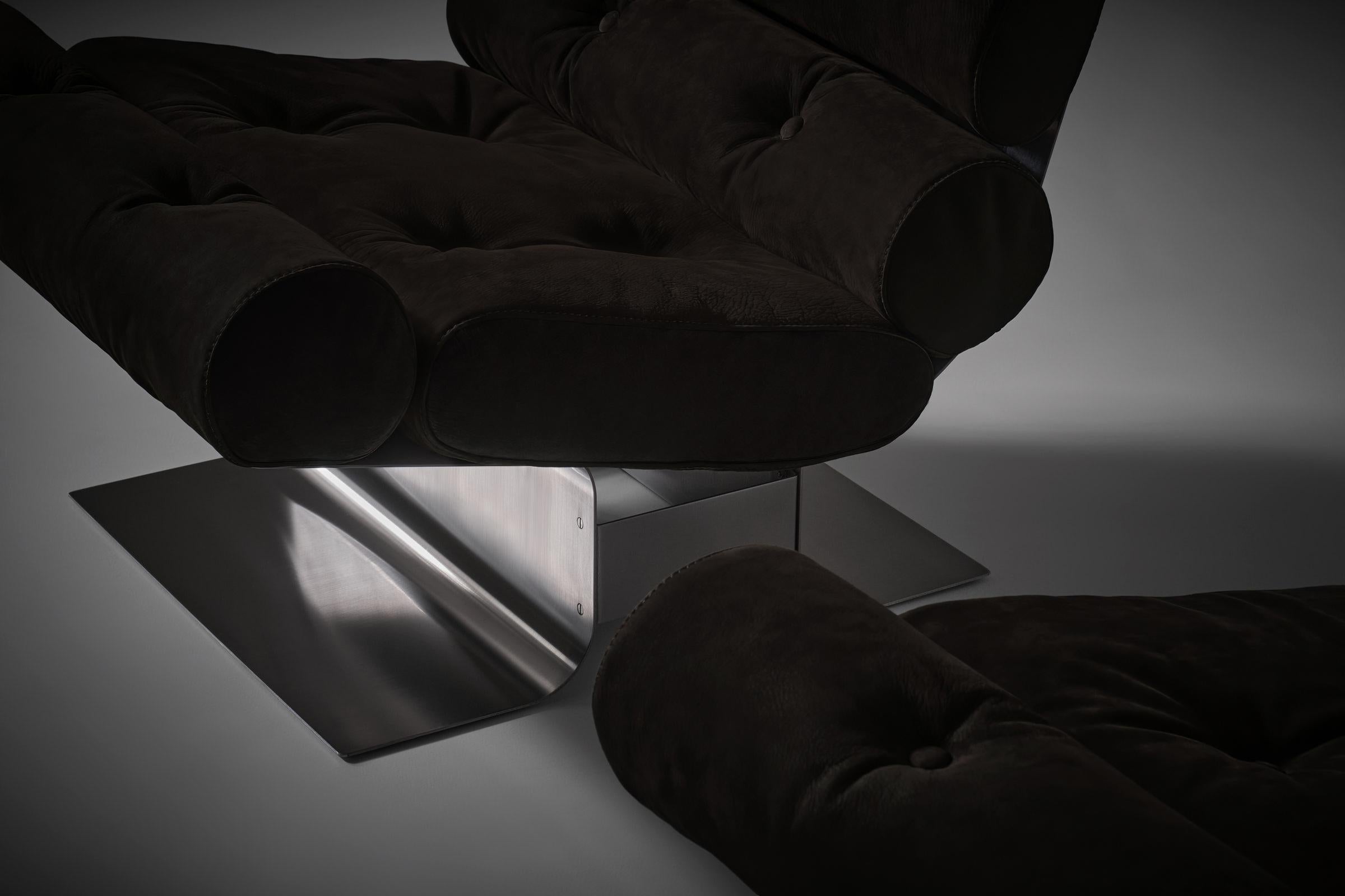 Stainless Steel Stainless steel lounge chairs by François Monnet for Kappa, France 1970