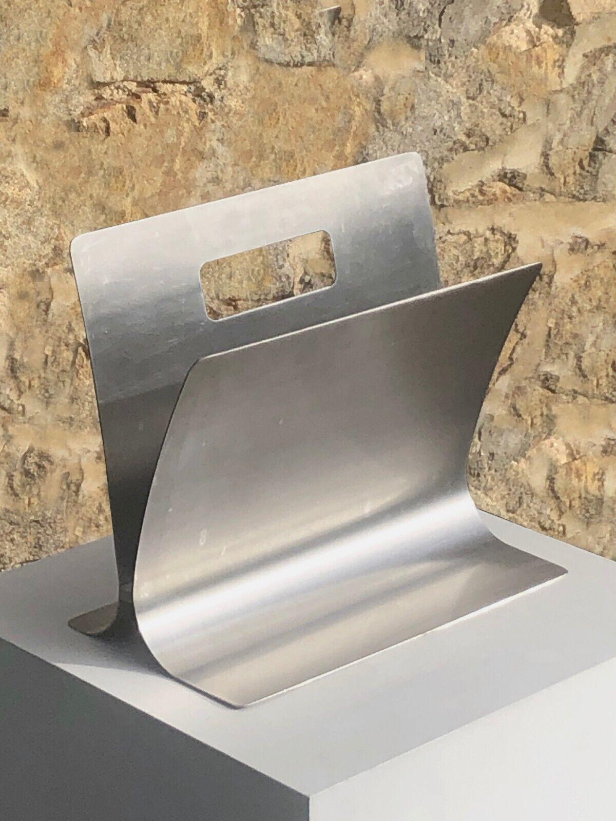 Stainless Steel A RADICAL POST-MODERN MAGAZINE RACK by FRANCOIS MONNET, ed. KAPPA, France 1970 For Sale