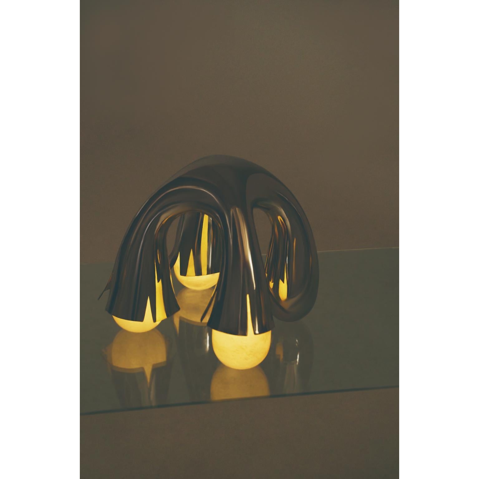 Stainless Steel, Marble X-Lampe Felure Table Lamp by Duen Studio In New Condition For Sale In Geneve, CH