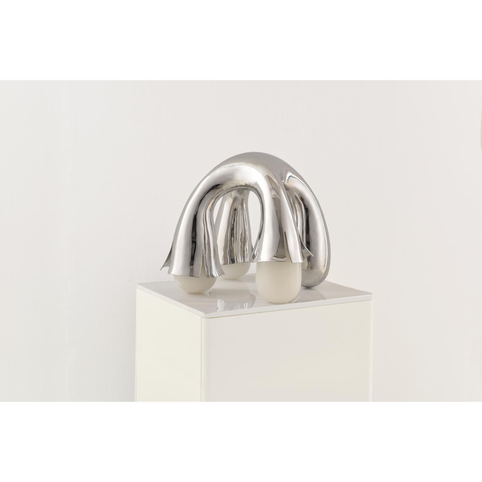 Stainless Steel, Marble X-Lampe Felure Table Lamp by Duen Studio For Sale 1