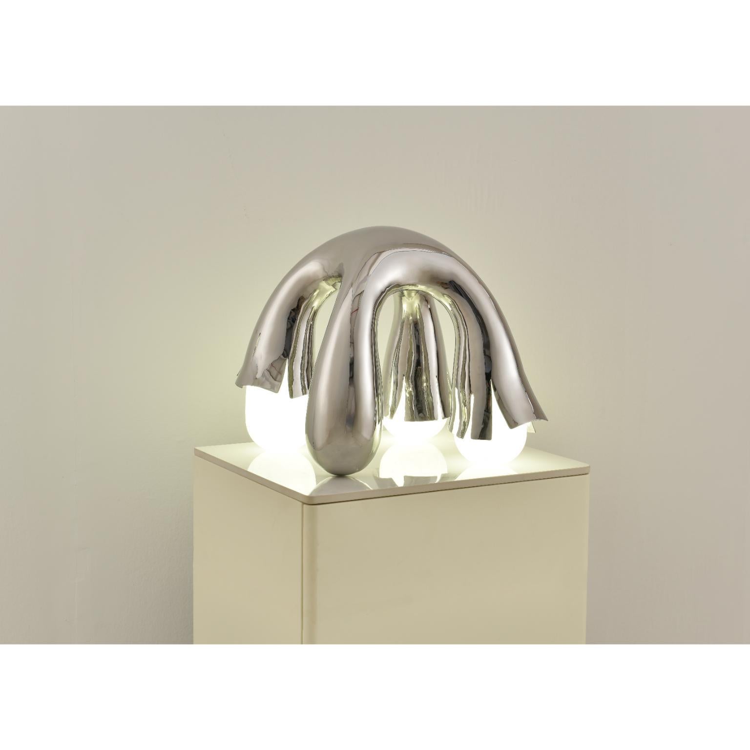 Stainless Steel, Marble X-Lampe Felure Table Lamp by Duen Studio For Sale 2