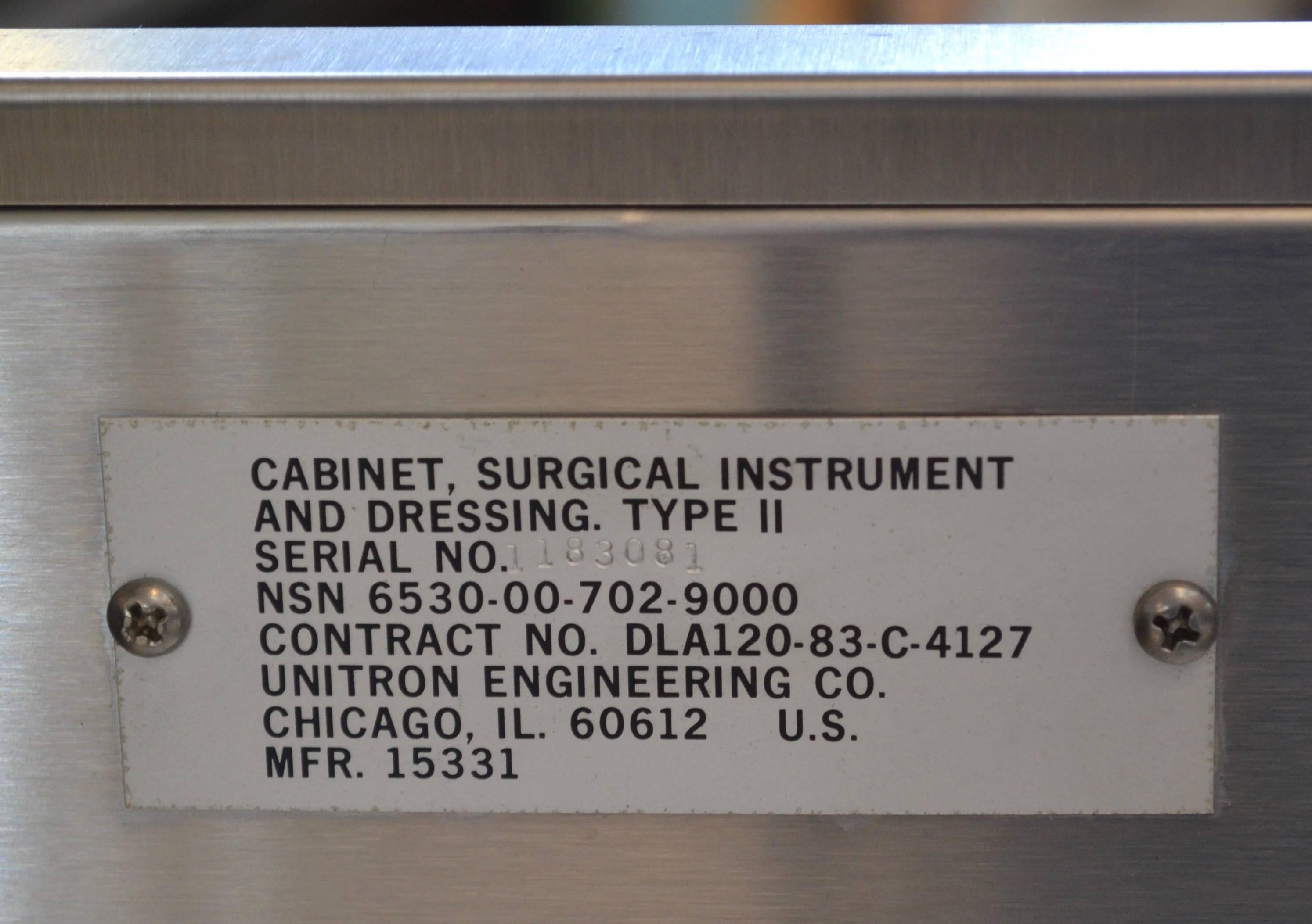 Mid-Century Modern Stainless Steel Medical Cabinet