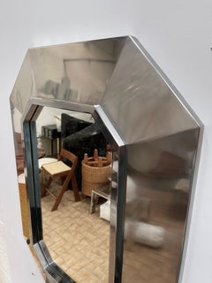Stainless Steel Mirror by Maison Jansen, France, 1970s