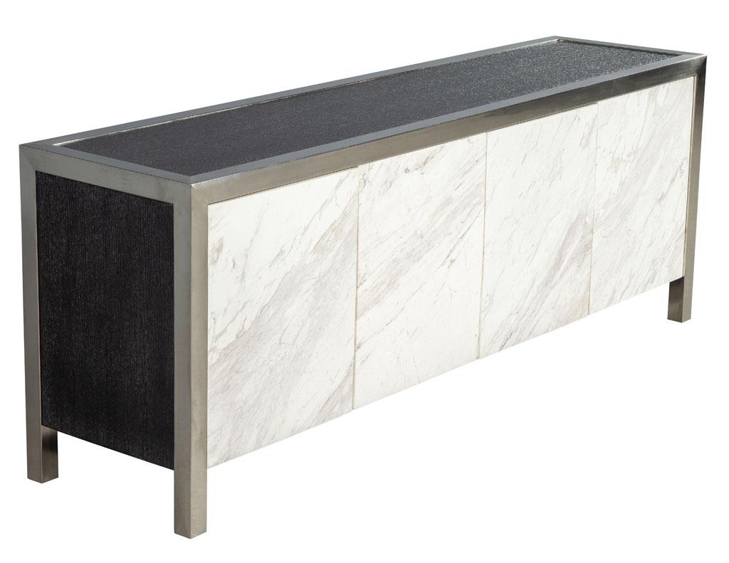 Stainless Steel Modern Console Sideboard with Stone Fronts 1