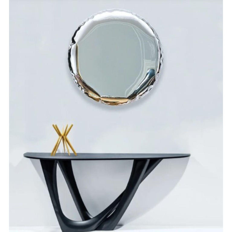 Organic Modern Stainless Steel Oko 95 Sculptural Wall Mirror by Zieta For Sale