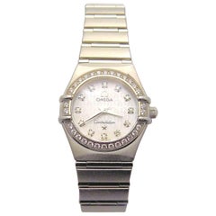 Stainless Steel Omega Constellation Diamond Wristwatch