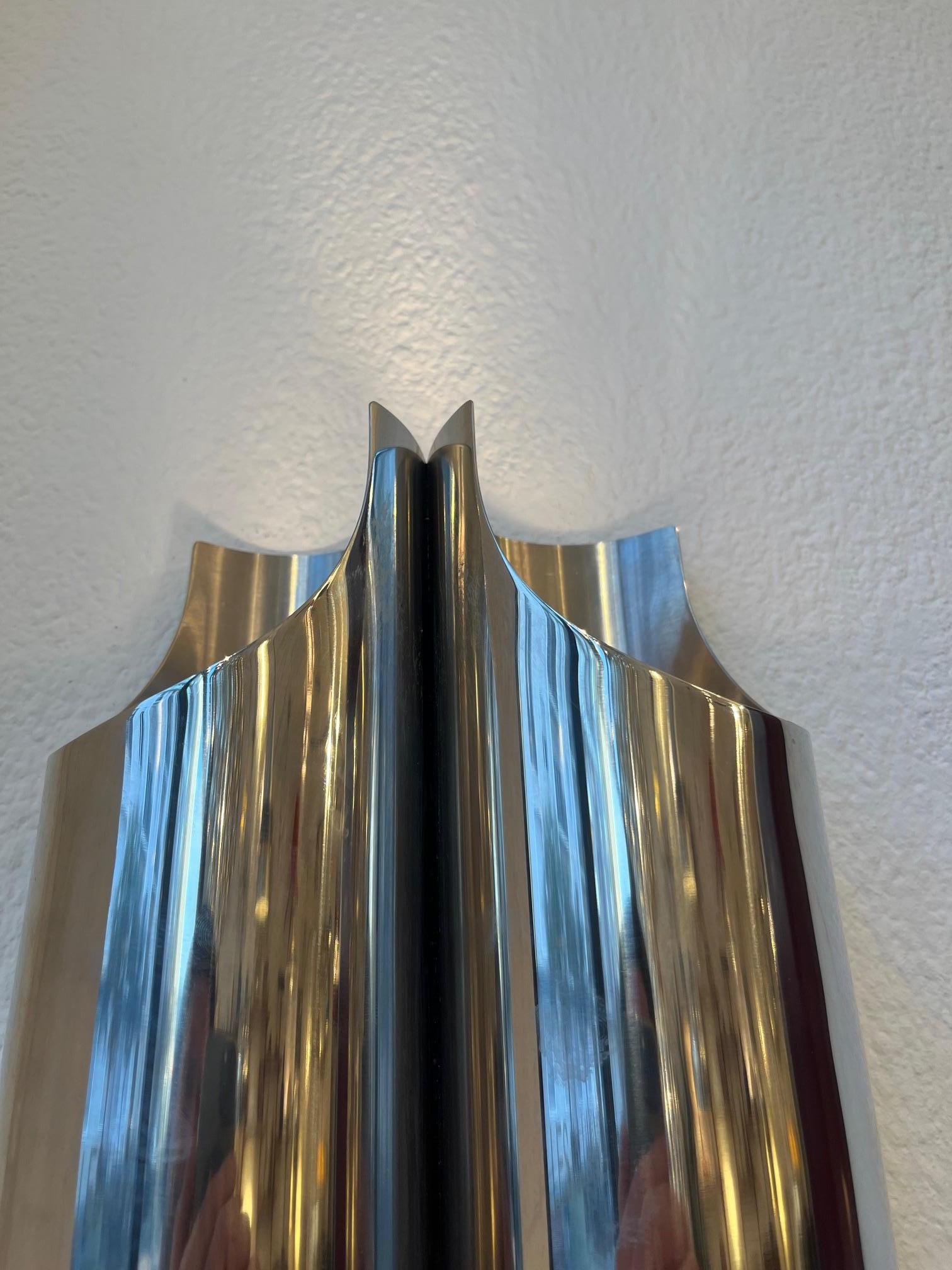 Wandleuchte „Orgues“ aus Edelstahl von Maison Charles, Paris, ca. 1970er Jahre im Angebot 4