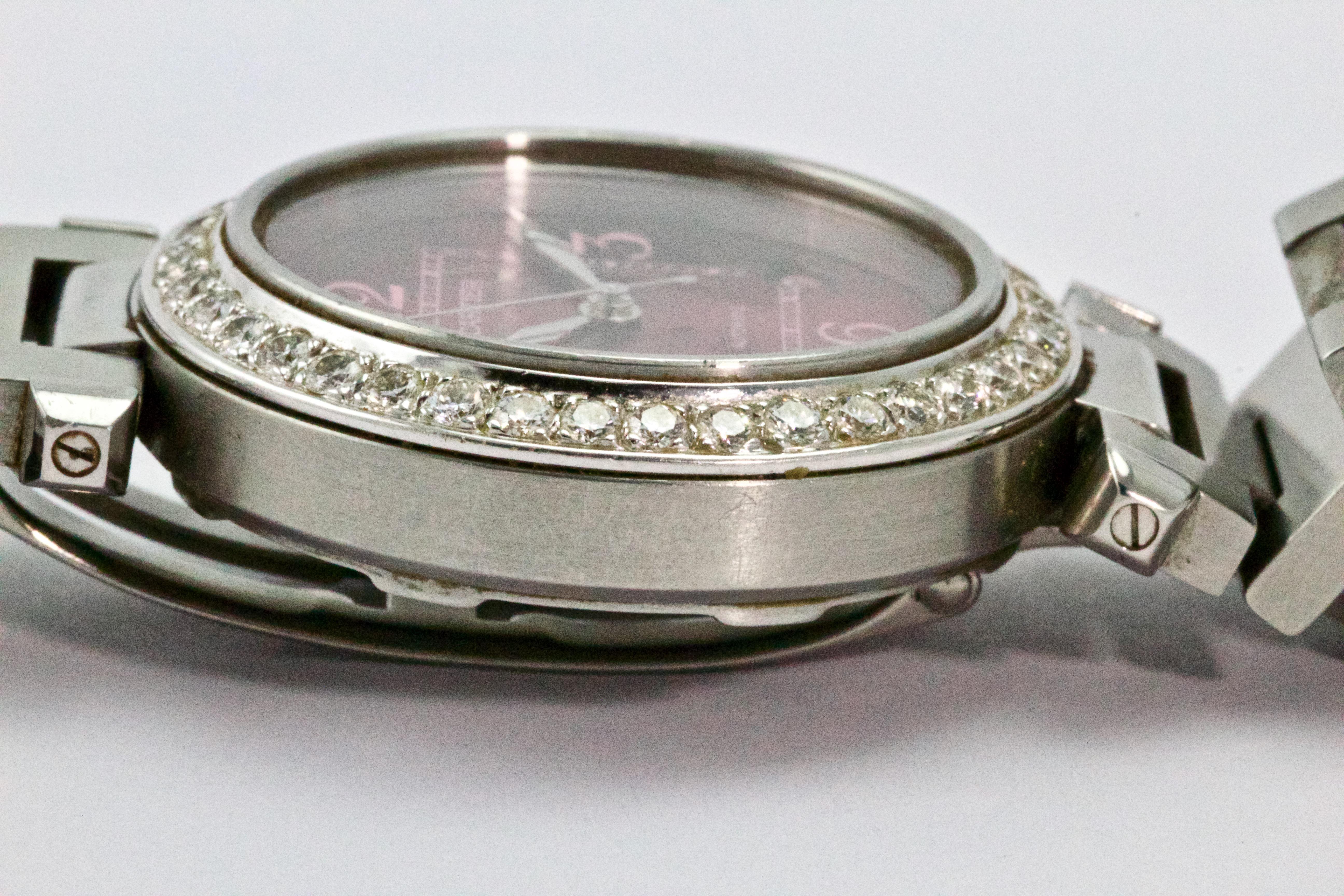 Stainless Steel Pasha de Cartier Diamond Large Automatic Ladies Wristwatch 4