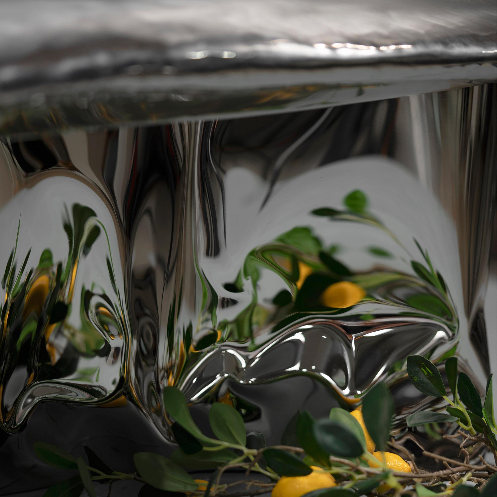 Mesa de centro con guijarros de acero inoxidable by NITUSH AROOSH en Nuevo estado para la venta en Geneve, CH
