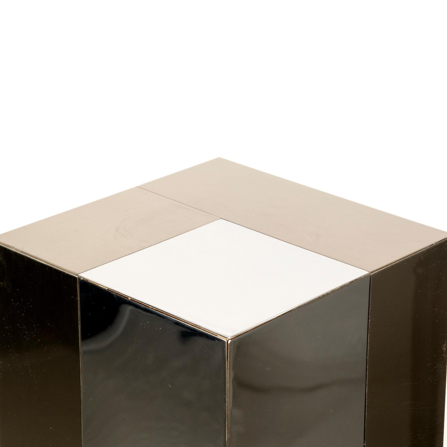 Hand-Crafted Stainless Steel Pedestal Attributed to Paul Evans