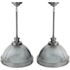 Stainless Steel Pendant Fixtures with Halophane Glass