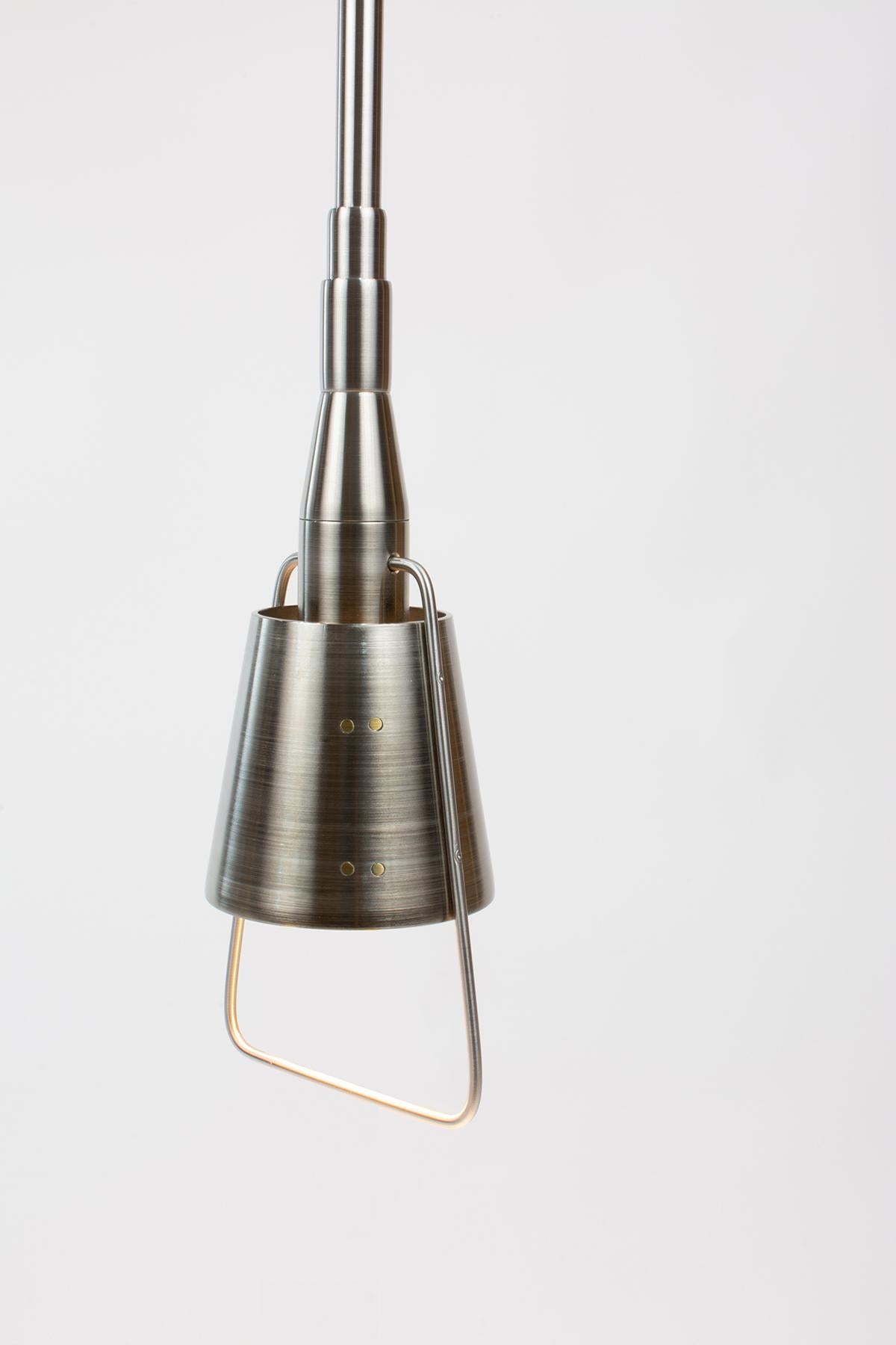 Contemporary Industrial steel pendant lamp with suspension option For Sale
