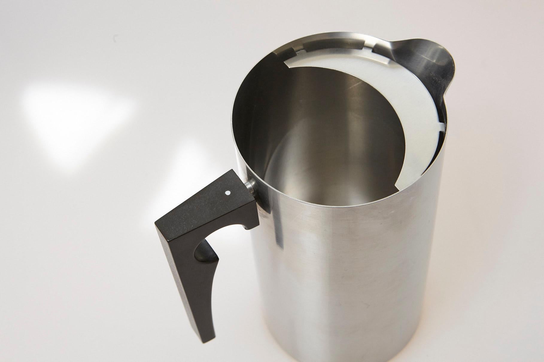 Danish Stainless Steel Pitcher with Ice Lip, Cylinda Line by Arne Jacobsen for Stelton