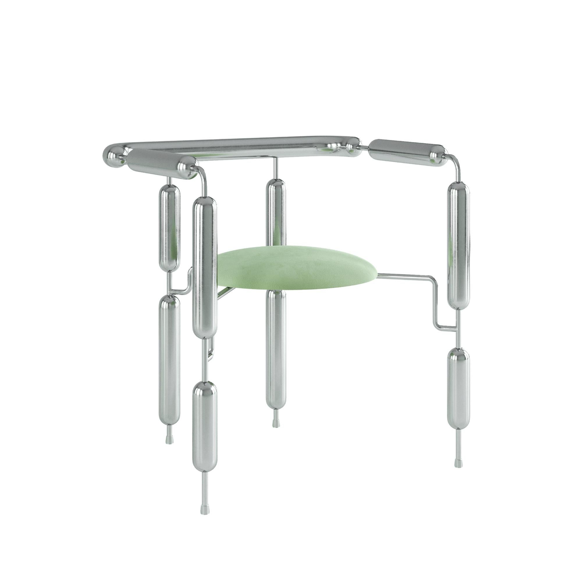 Sillón Caniche de acero inoxidable by  Mati Sipiora
Dimensiones: P 53 x An 66 x Al 70 cm
Materiales: Acero inoxidable pulido. 
Acabado: Acabado: Acero inoxidable pulido o pintura en polvo brillante.
Peso: 14KG (Acero) 13KG (Inoxidable)

El caniche