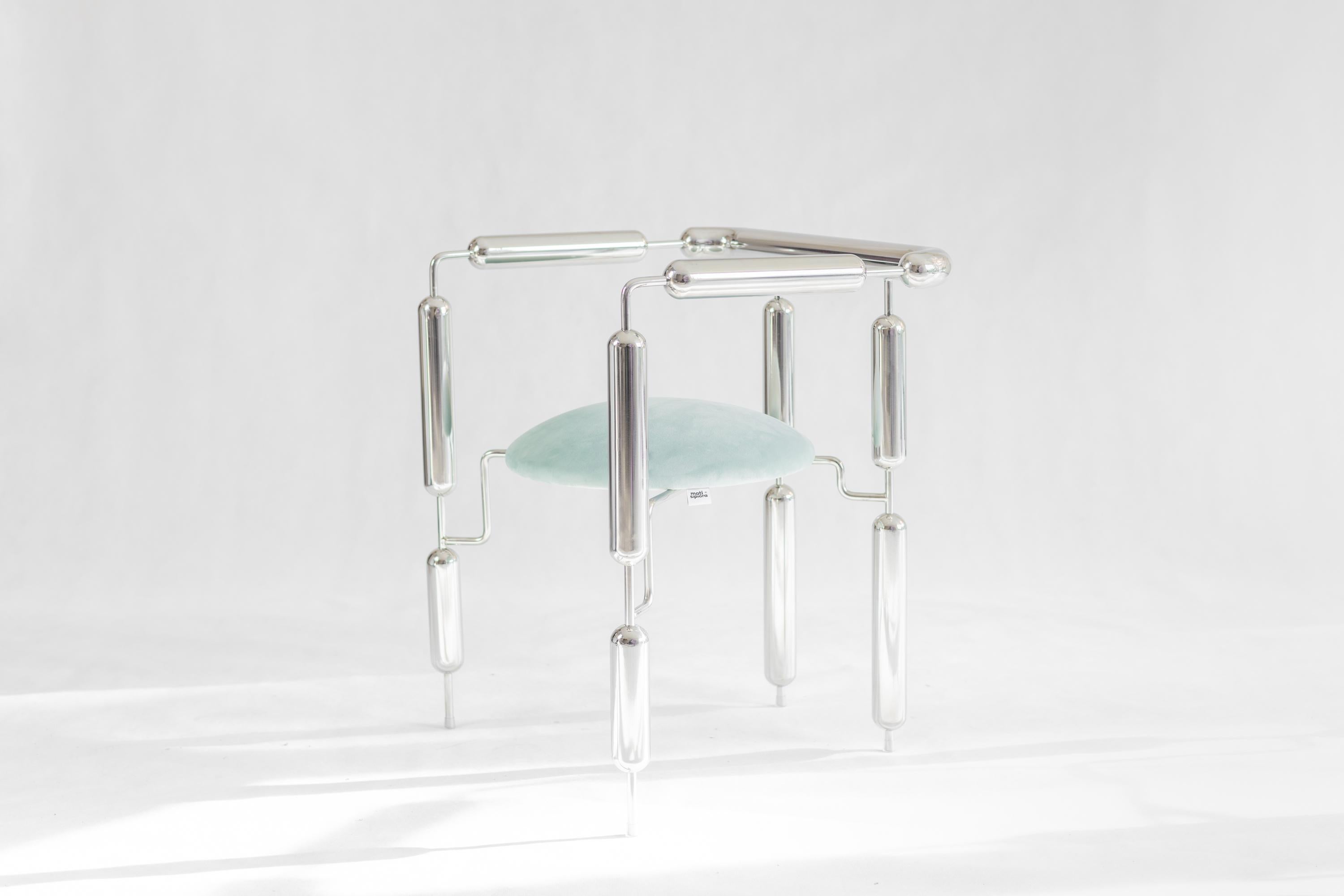 Stainless Steel Poodle Armchair by  Mati Sipiora In New Condition For Sale In Geneve, CH