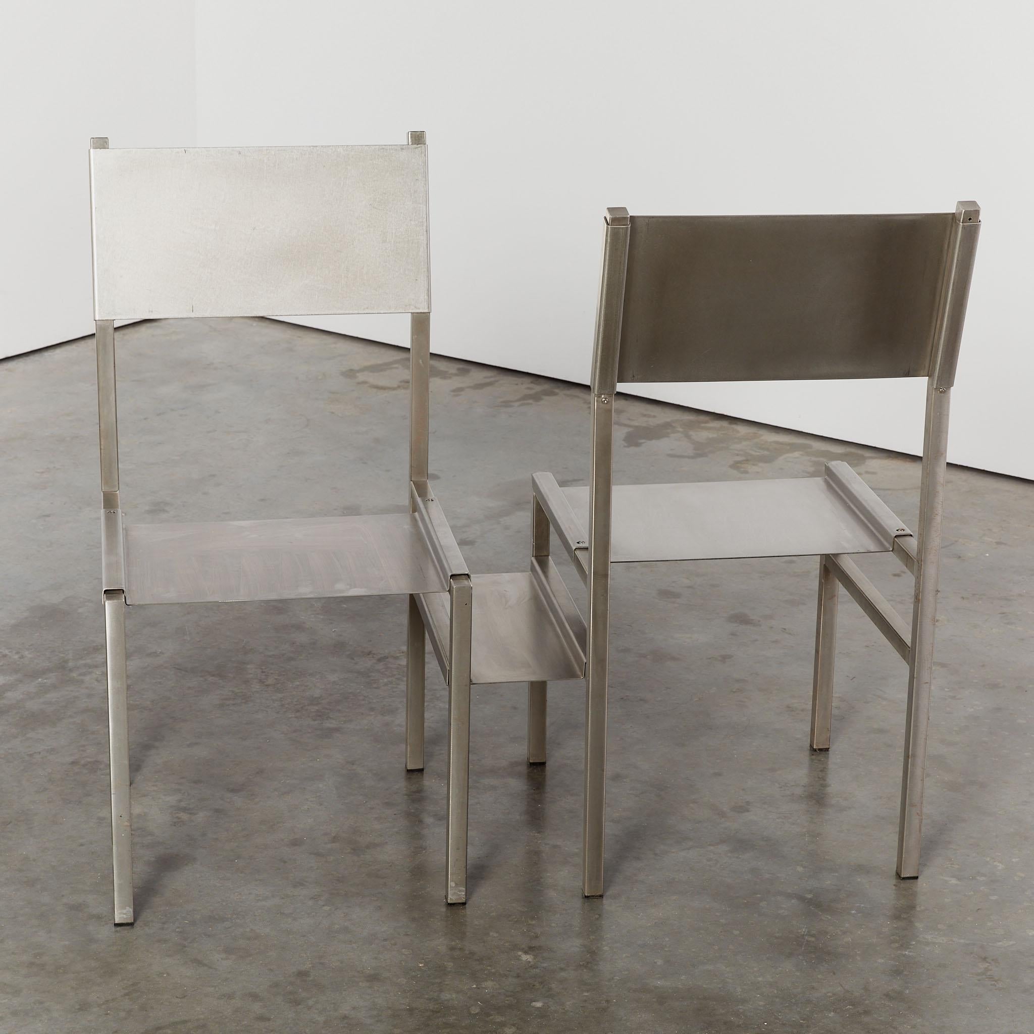 Stainless steel post modern Plugin loveseat by Christoph Siebrasse, edition of 6 For Sale 5