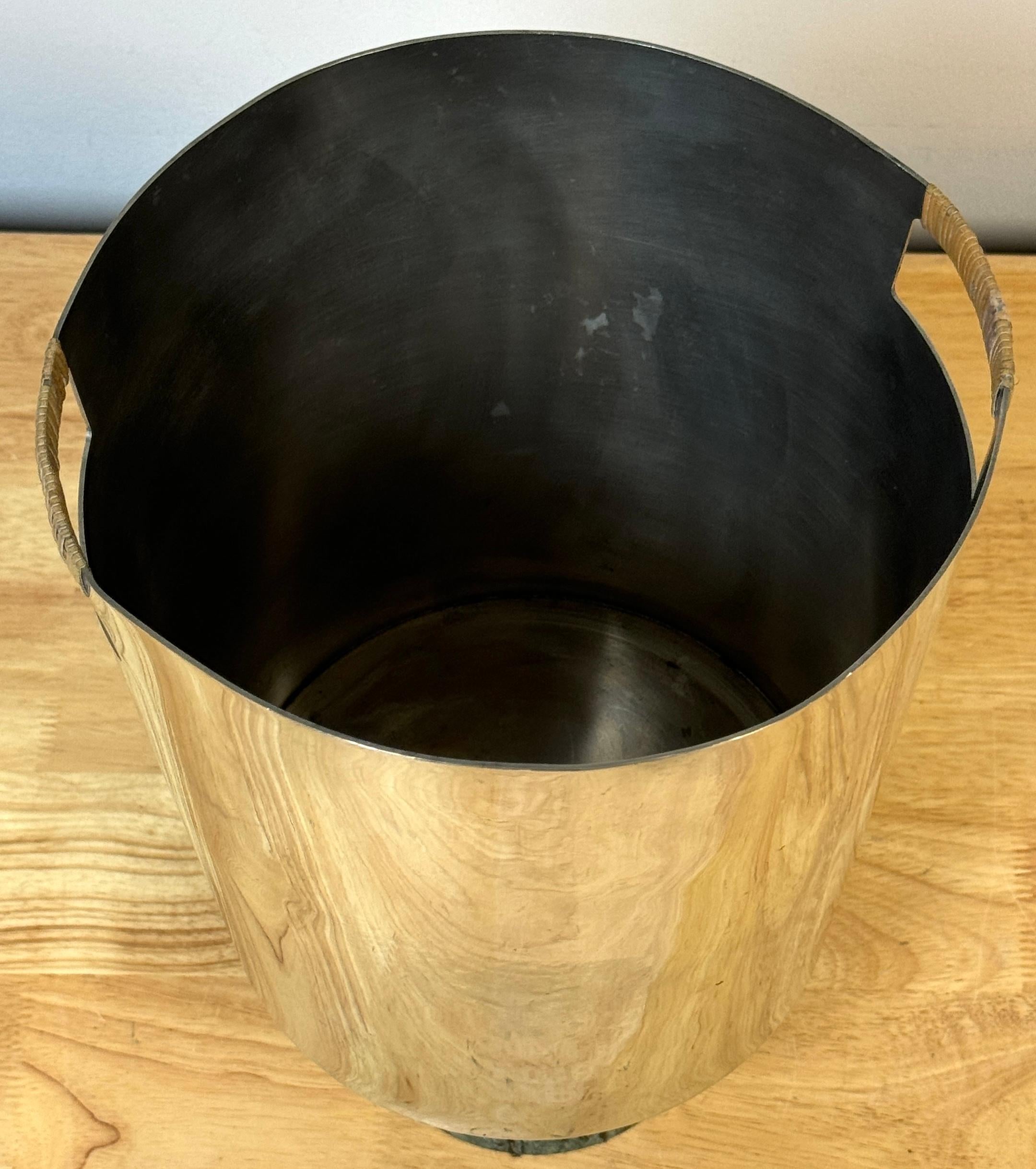 Stainless Steel & Rattan Wastepaper / Trash Can by Waterworks, 1992 2