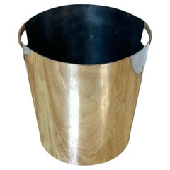 Stainless Steel & Rattan Wastepaper / Trash Can by Waterworks, 1992