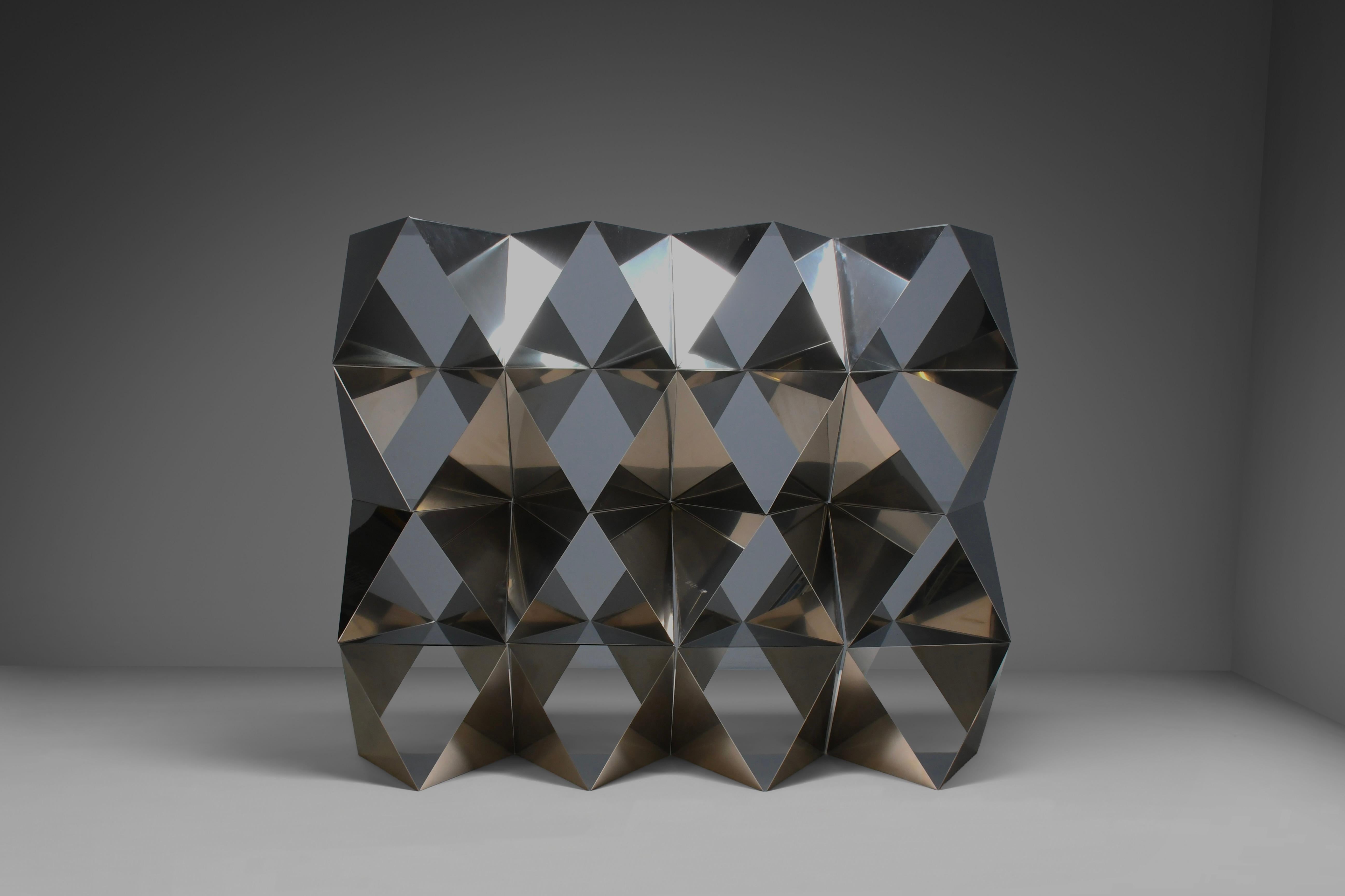 Séparation de pièces / bibliothèque en acier inoxydable Manfredo Massironi pour Arrmet-Italie 1977 en vente 3