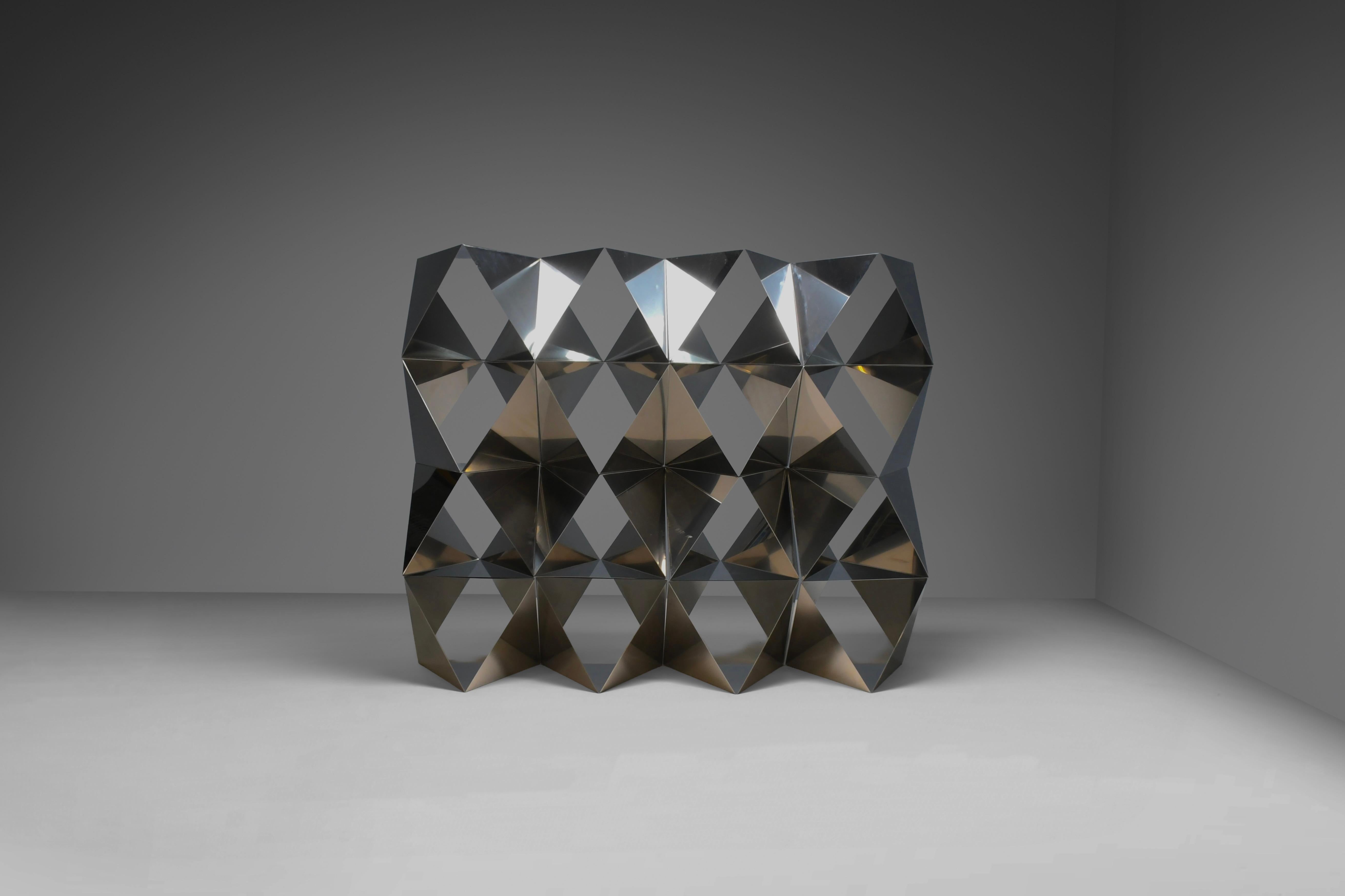 Séparation de pièces / bibliothèque en acier inoxydable Manfredo Massironi pour Arrmet-Italie 1977 en vente 4