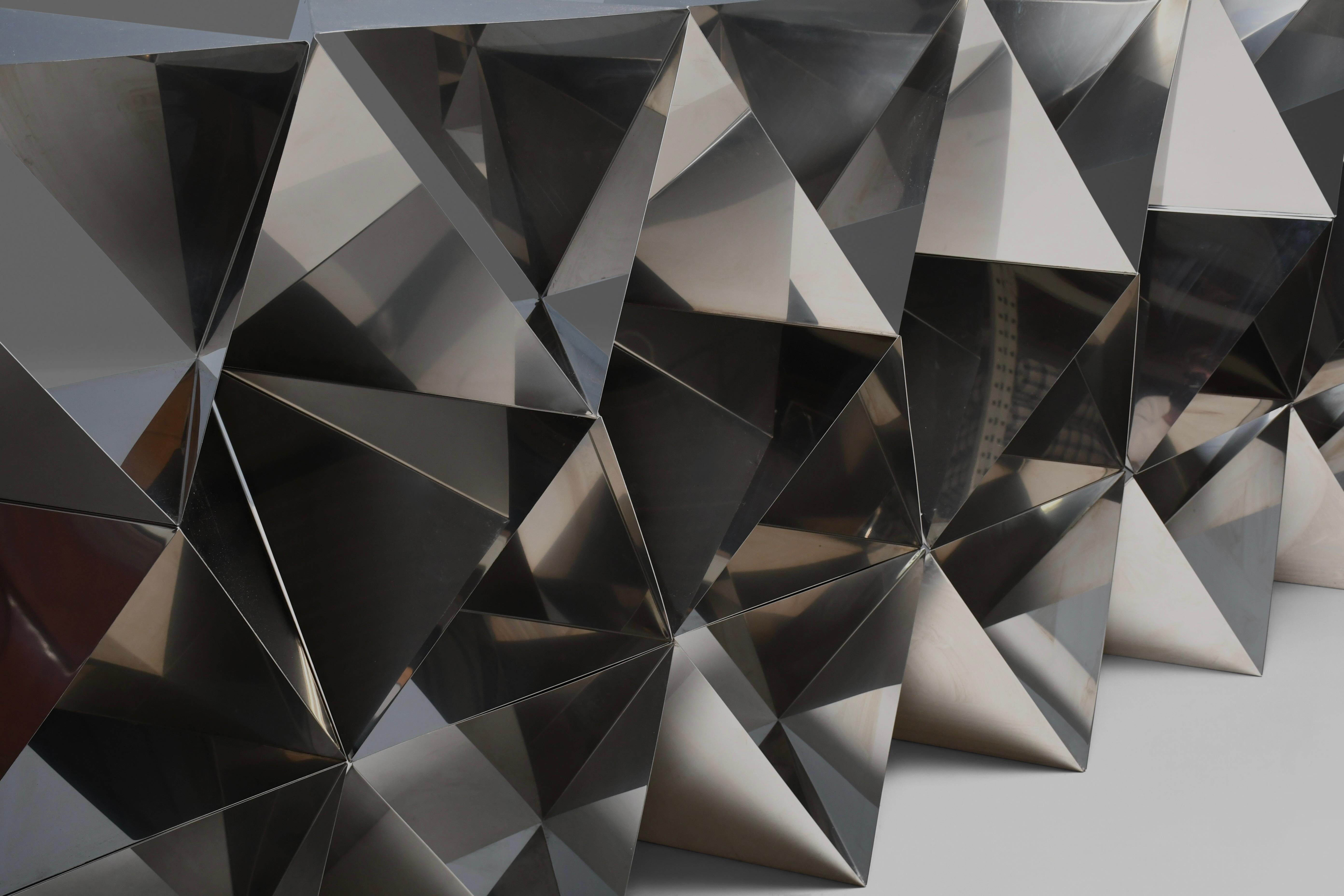 Poli Séparation de pièces / bibliothèque en acier inoxydable Manfredo Massironi pour Arrmet-Italie 1977 en vente