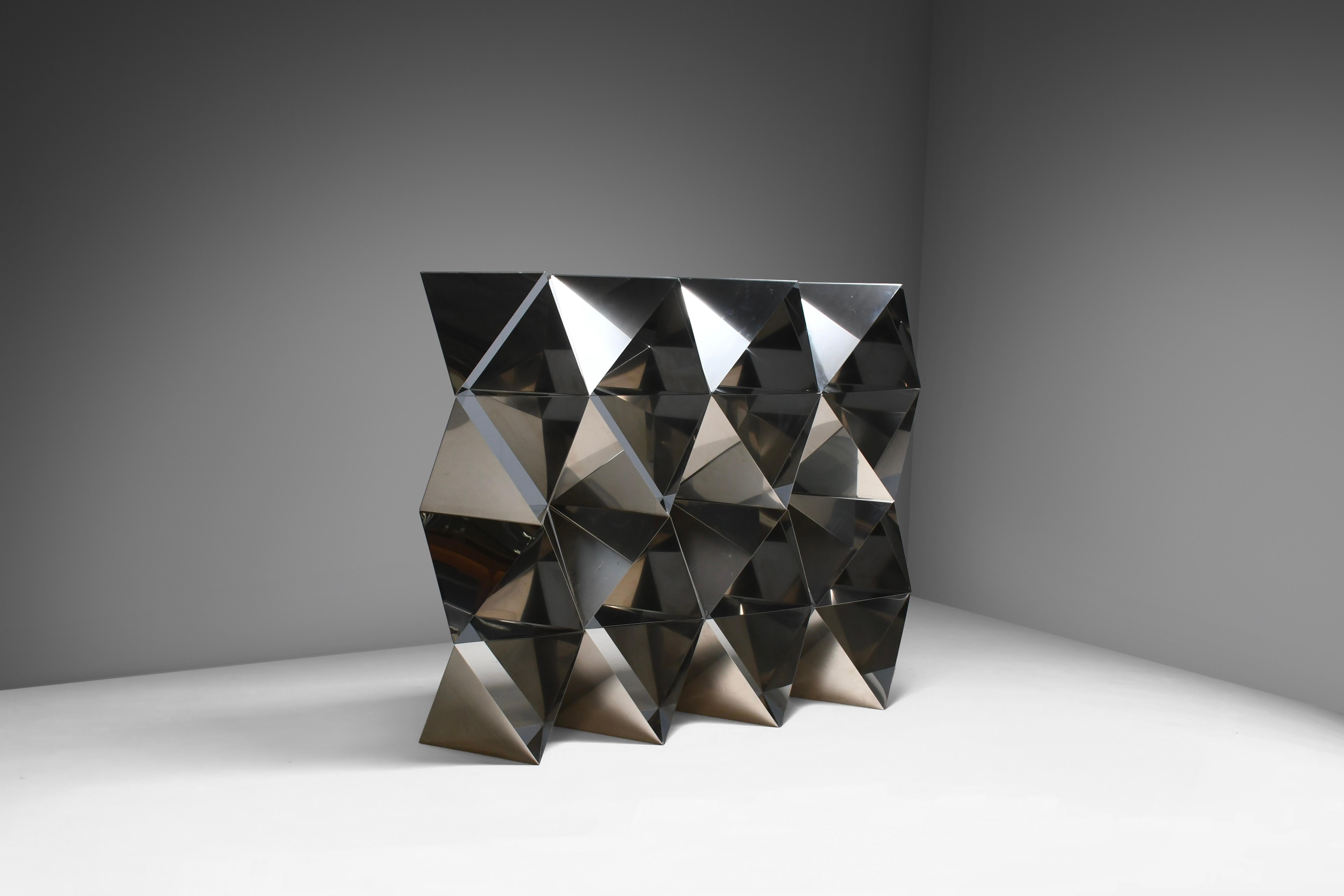 Acier Séparation de pièces / bibliothèque en acier inoxydable Manfredo Massironi pour Arrmet-Italie 1977 en vente