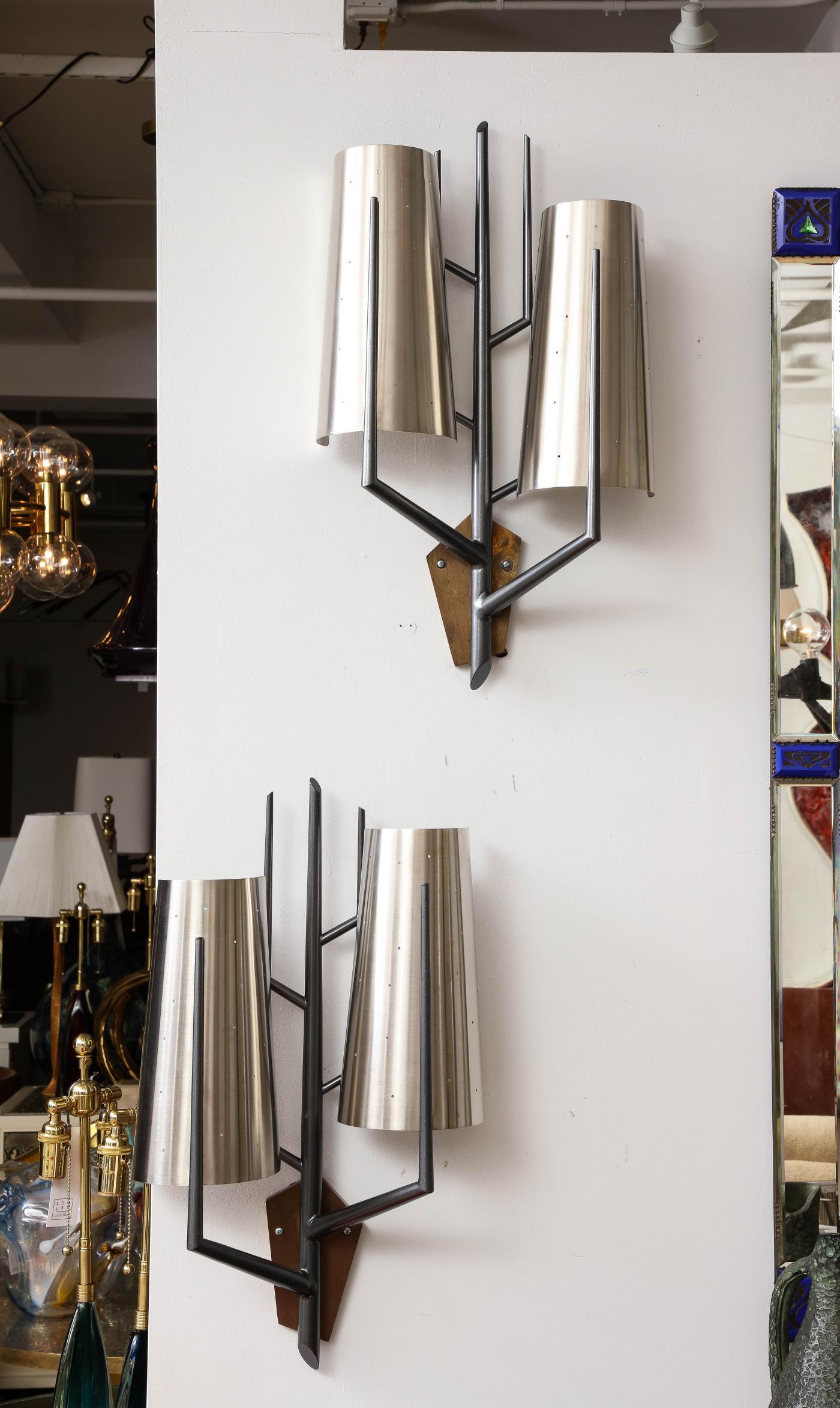 Stainless Steel Sconce in the Manner of Maison Charles For Sale 5