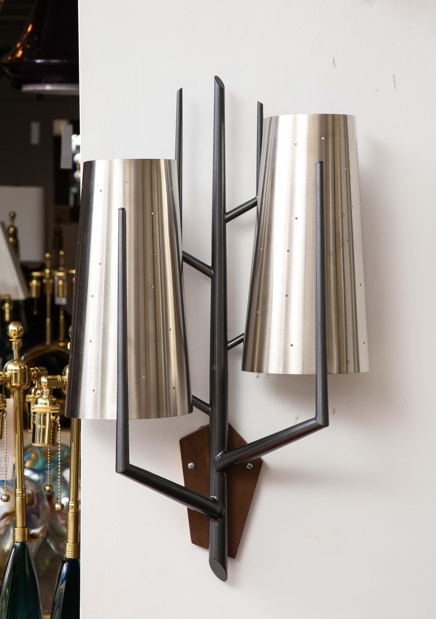20th Century Stainless Steel Sconce in the Manner of Maison Charles For Sale