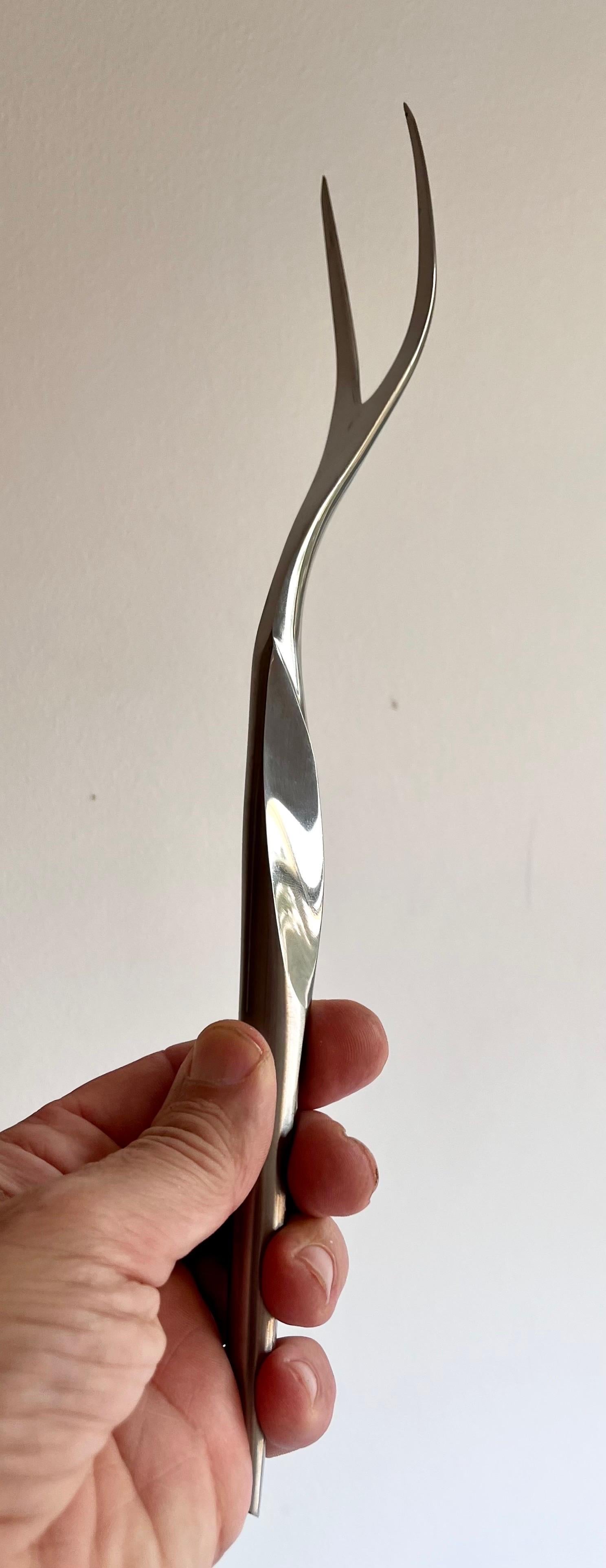 20ième siècle Set d'ustensiles de service et de sculpture en acier inoxydable par AS, Italie en vente