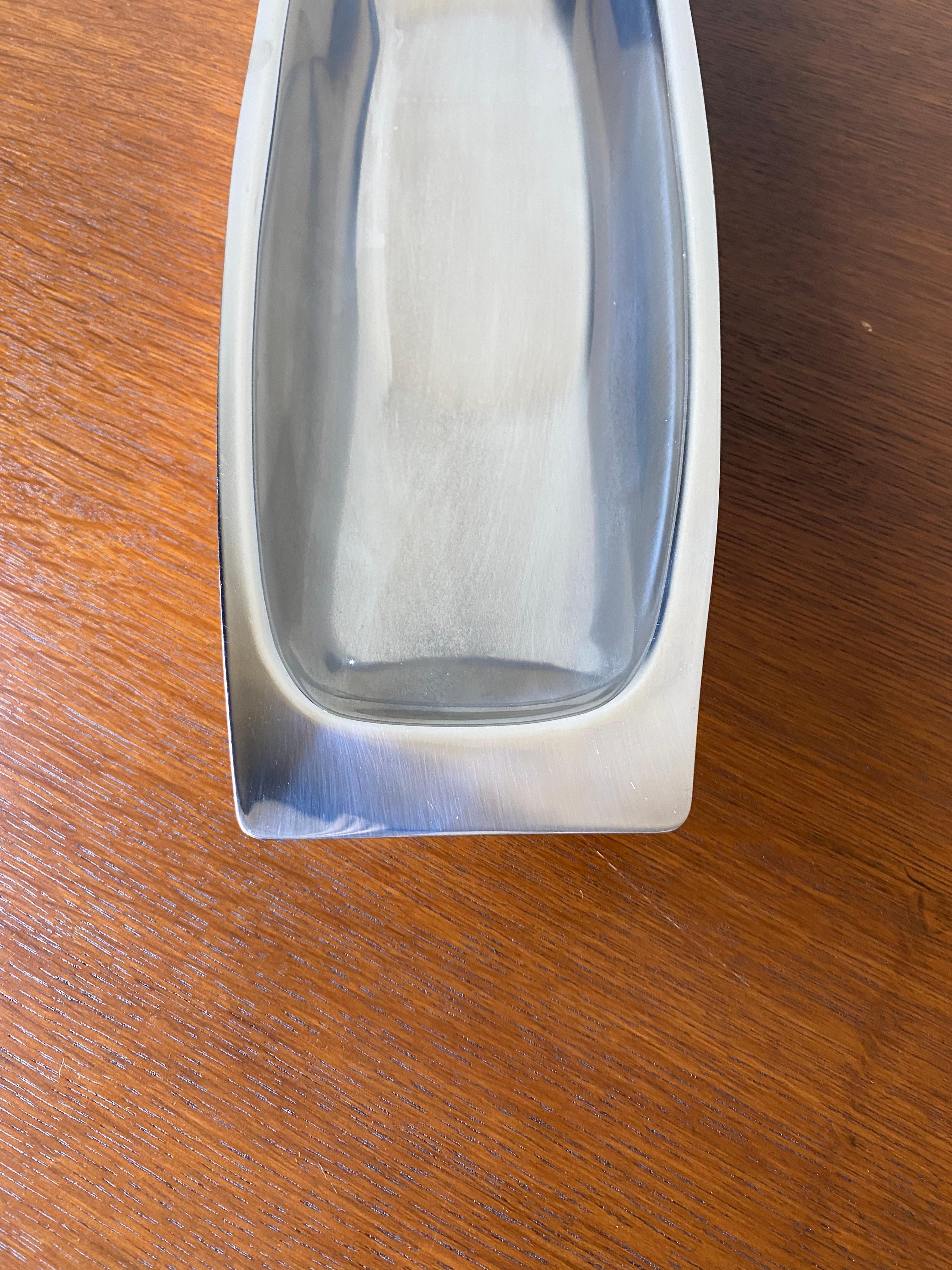 Stainless Steel Serving Tray By Lundtofte, Denmark 1960s For Sale 4