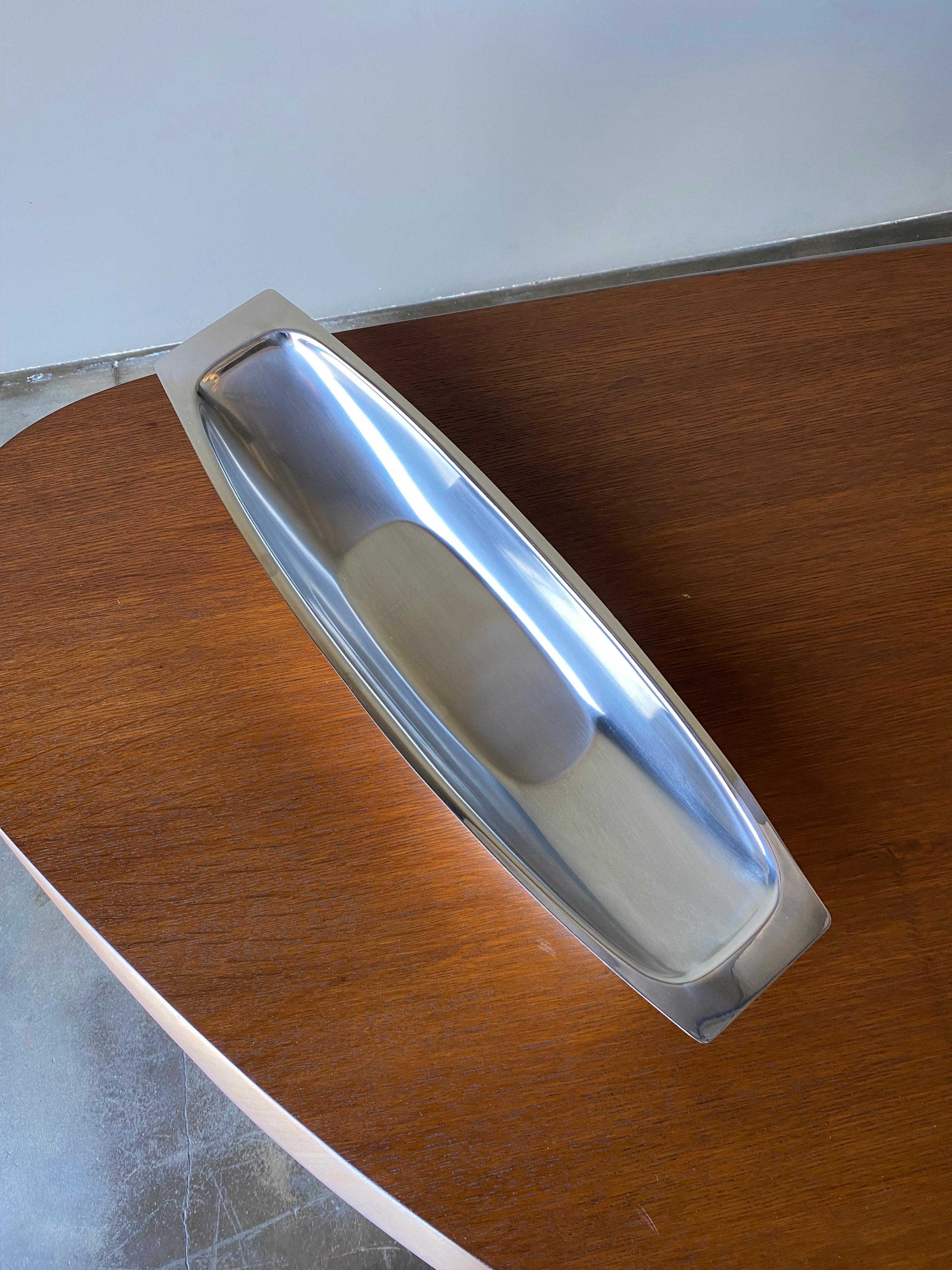 20th Century Stainless Steel Serving Tray By Lundtofte, Denmark 1960s For Sale
