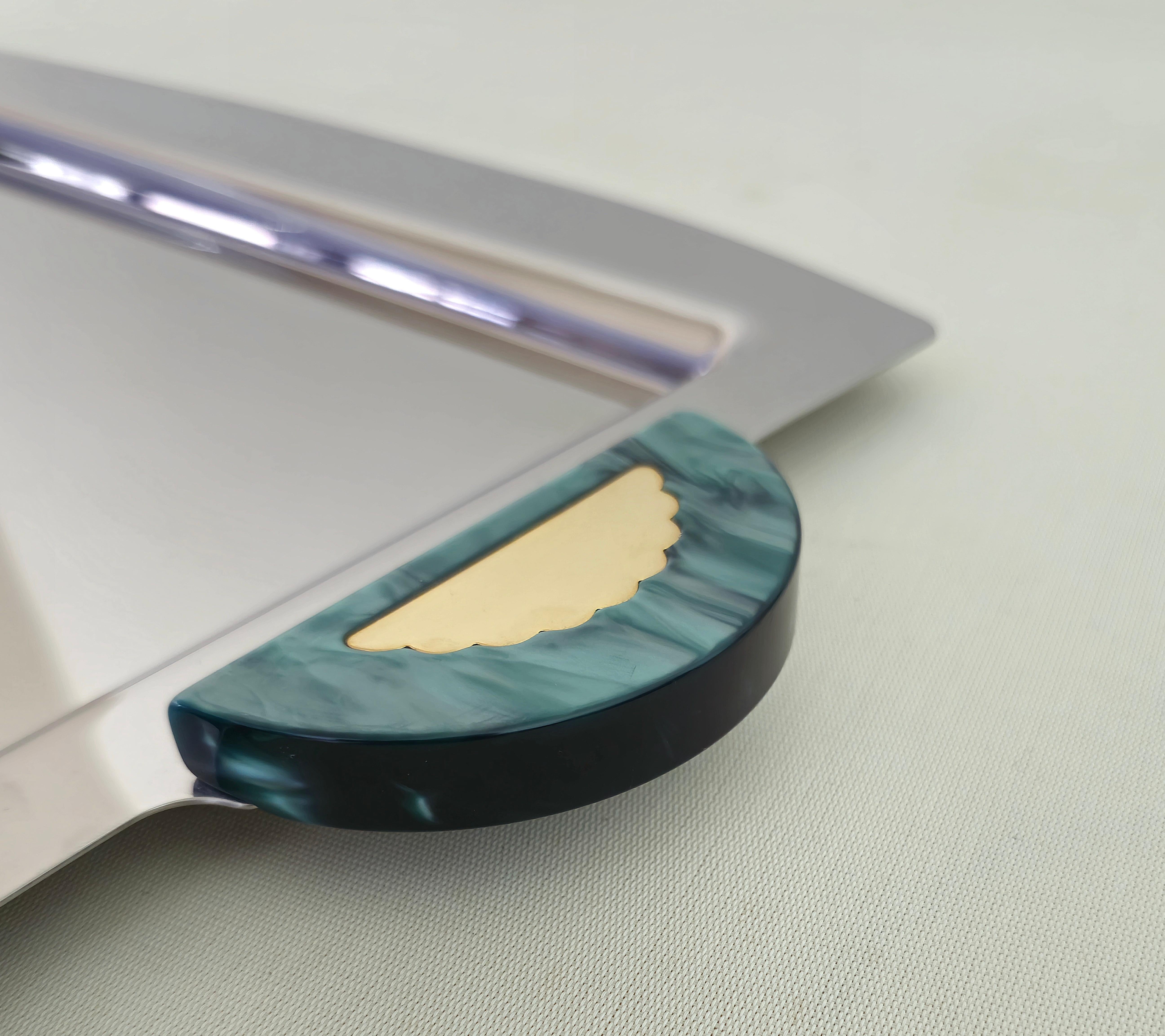 Edelstahl-Serviertablett Design F. Tibaldo Italien 90er Jahre Mid-Century Modern im Angebot 3