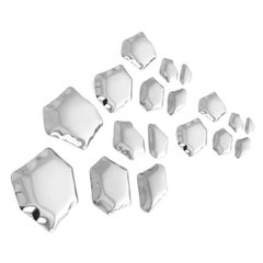 Edelstahl-Wandschmuck-Set aus 18 Kamyki-Wandschmuck von Zieta